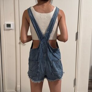 Distressed Hudson Denim Overalls